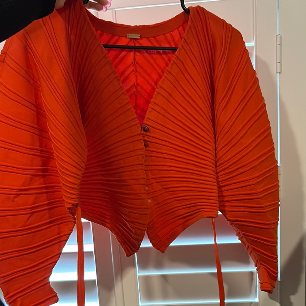 Cult Gaia Orange Pleated Blouse